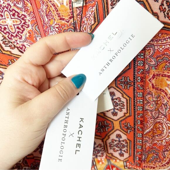 NWT Kachel x Anthropologie Pink Rose Patchwork Jumpsuit Long Sleeves Size S - Picture 4 of 9